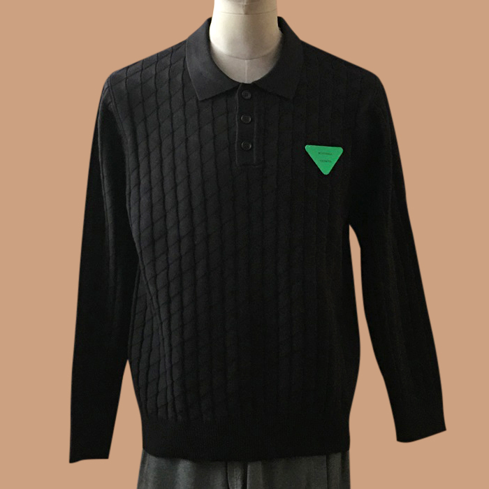 ボッテガ ヴェネタ メンズ ブラック クルーネック ニット - Knits