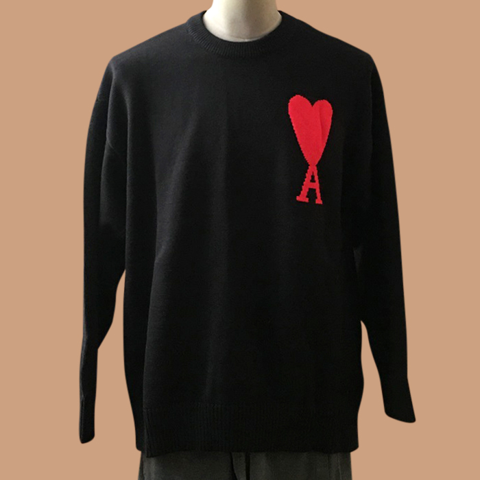 AmiLogoTurtle-neck  - アーミー2021 ユニセックス LOGO カジュアル タートルネック セーター Size(s - xl) ブラック