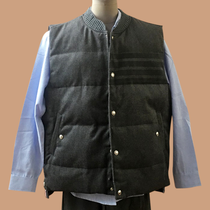 トムブラウン メンズ グレー ダウン ベスト - Gray Best - thom0664x