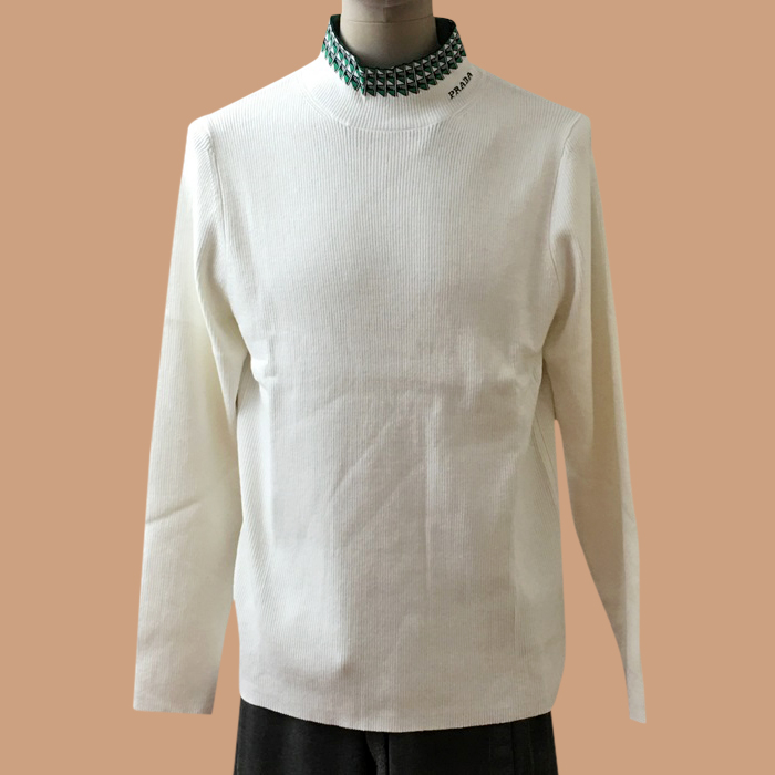 プラダ メンズ タートルネック ホワイト ニット - White Knits - pra02862x