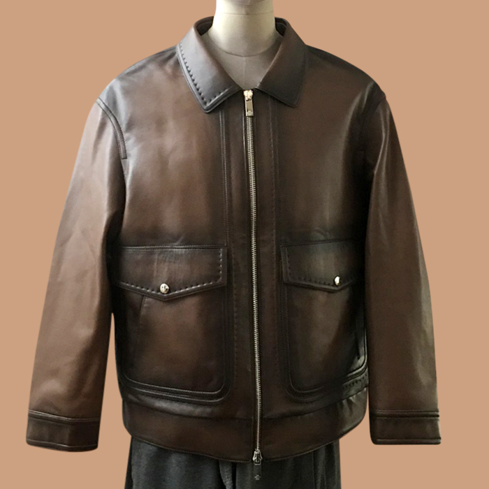 ベルルッティ メンズ ブラウン レザージャケット - Brown - ber0147x