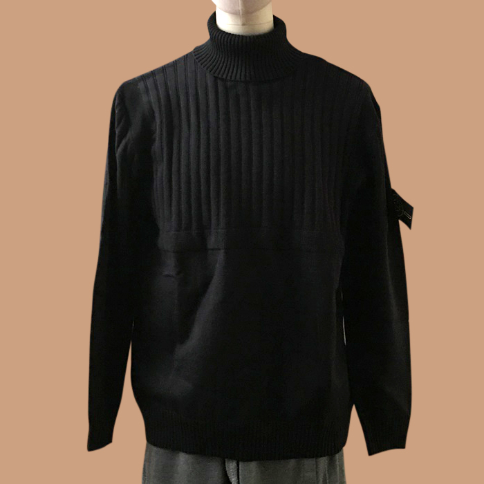 ストーンアイランド メンズ ブラック タートルネック ニット - Knits - sto0521x