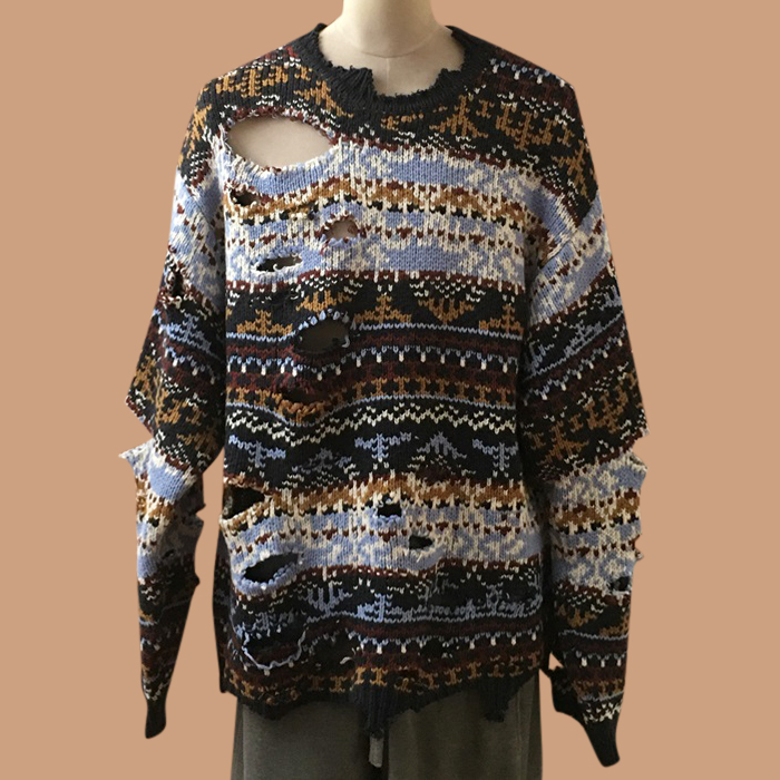 バレンシアガ メンズ ネイビー クルーネック ニット -  Knits - bal01736x