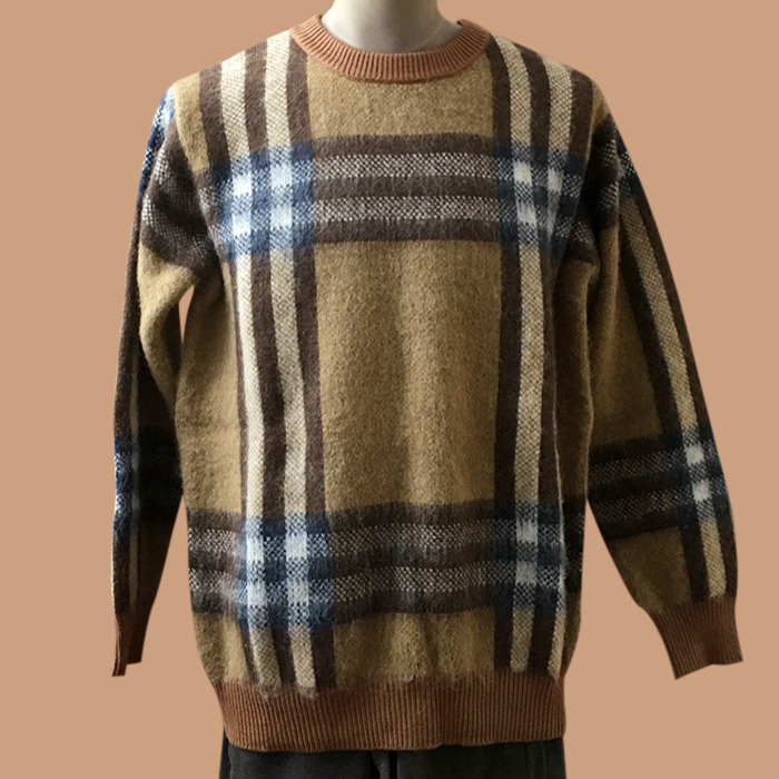 バーバリー メンズ クルーネック ベージュ ニット - Knits
