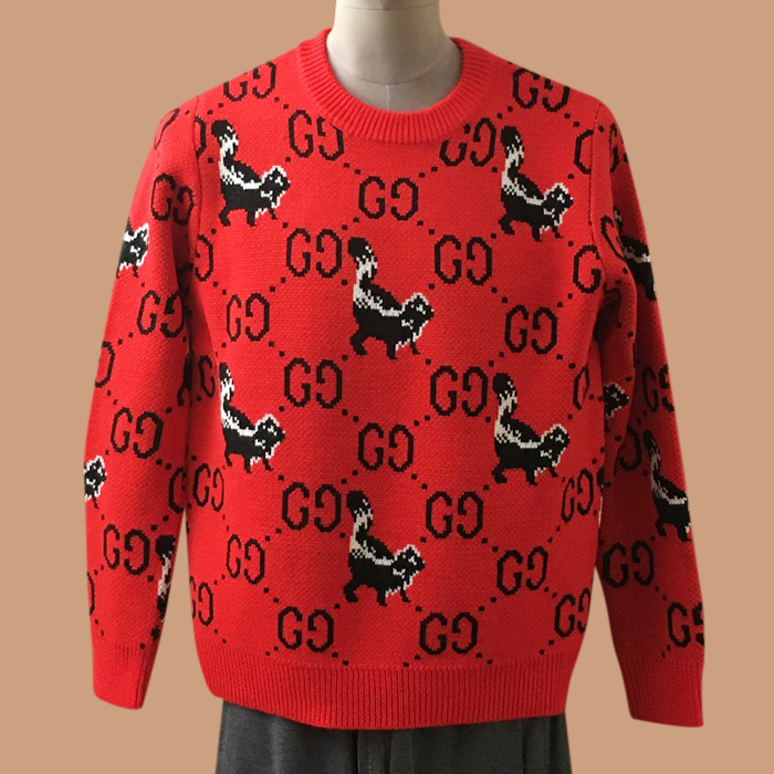グッチ メンズ レッド クルーネック ニット -Red Knits - gu0019x