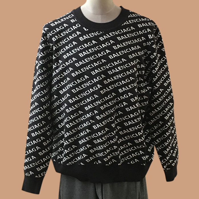 バレンシアガ メンズ ブラック クルーネック ニット -  Knits - bal01743x