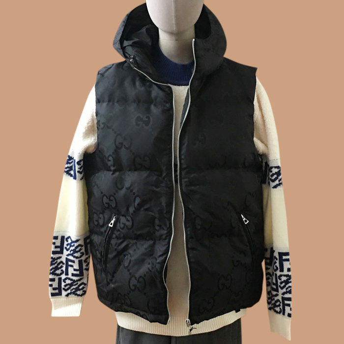 グッチ ユニセックス ブラック グースダウン ベスト -Best - gu23x