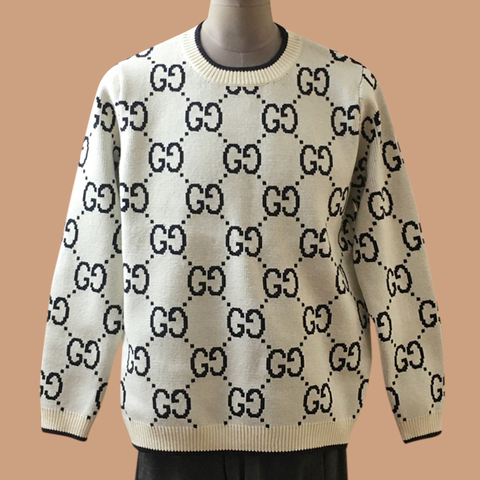 グッチ メンズ アイボリー クルーネック ニット -Ivory Knits - guc05245x