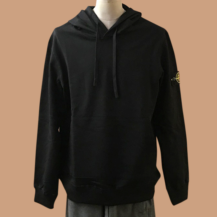 ストーンアイランド メンズ ブラック フーディーTシャツ - 