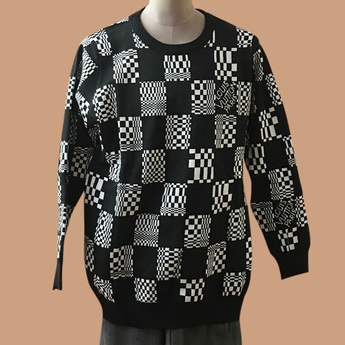 ルイヴィトン メンズ ブラック クルーネック ニット -  