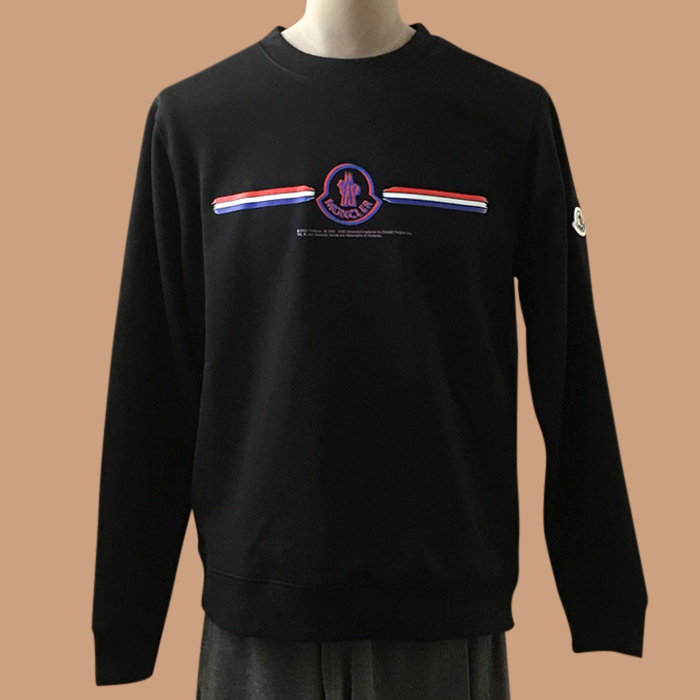  - モンクレールメンズ LOGO カジュアル コットン 長袖Tシャツ Sizeブラック