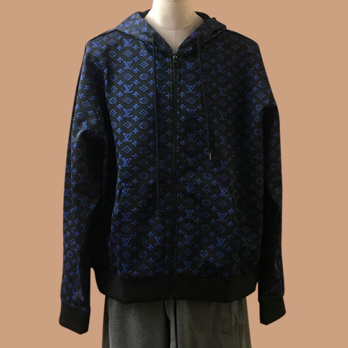 ルイヴィトン メンズ ベーシック ブルー フーディーTシャツ -   