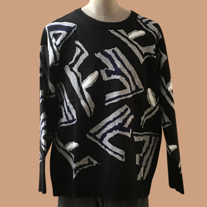 フェンディ メンズ ブラック クルーネック ニット -  - fe05x