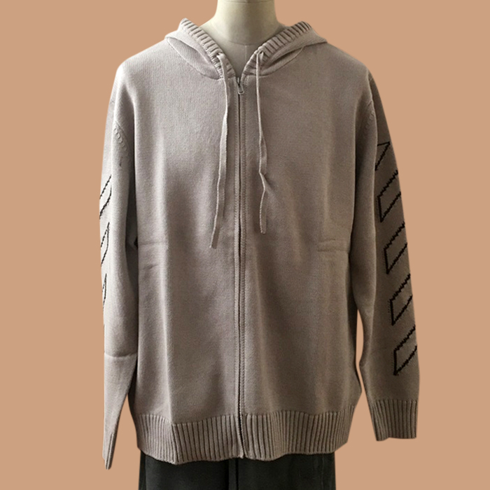 オフホワイト メンズ カジュアル グレー フーディーTシャツ -  Gray  - off0877x