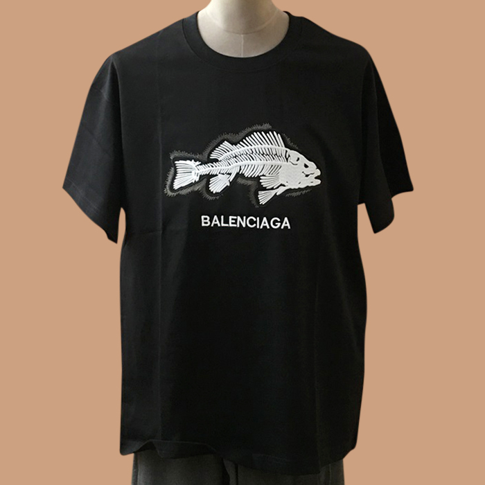 バレンシアガ メンズ ブラック クルーネック 半袖Tシャツ -  Short sleeved 