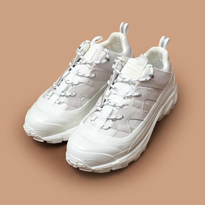 バーバリー メンズ ベルクロ ホワイト スニーカー - White 