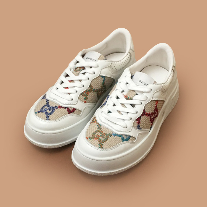 グッチ ユニセックス クラシック ホワイト スニーカー-White  - gu71X