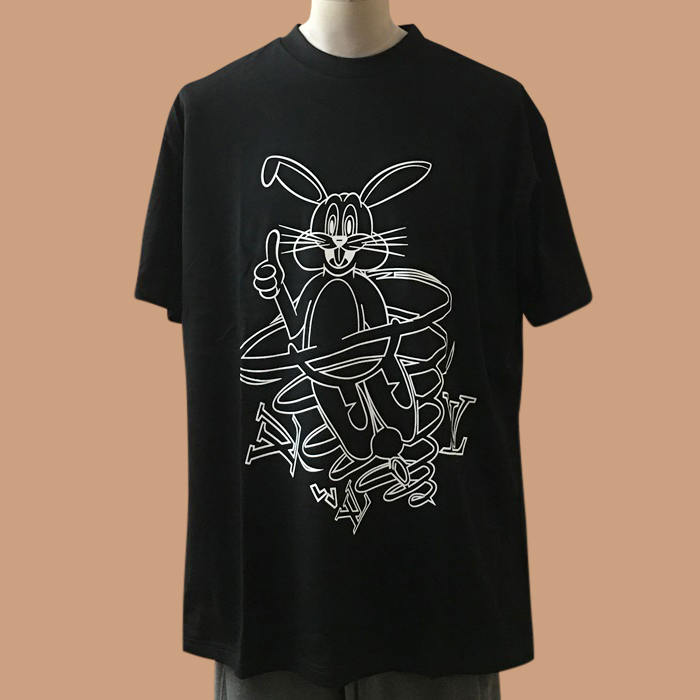 ルイヴィトン メンズ ブラック クルーネック 半袖Tシャツ -  Short sleeved 