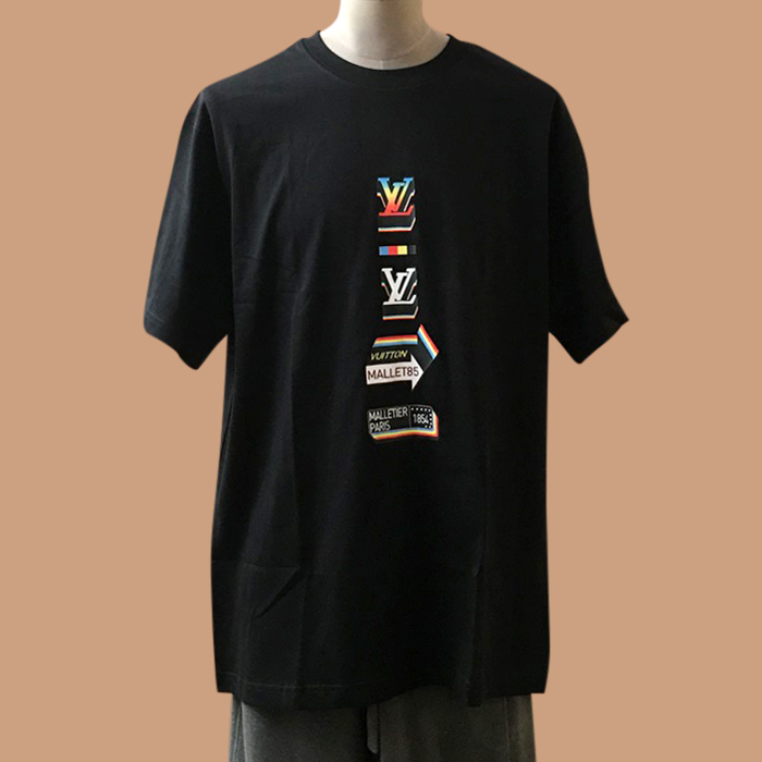 ルイヴィトン メンズ ブラック クルーネック 半袖Tシャツ -  Short sleeved 