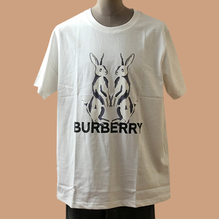 バーバリー ユニセックス ホワイト クルーネック 半袖Tシャツ - BurberryWhite 