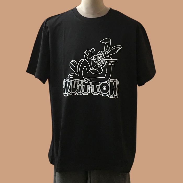 ルイヴィトン メンズ ブラック クルーネック 半袖Tシャツ -  Short sleeved 