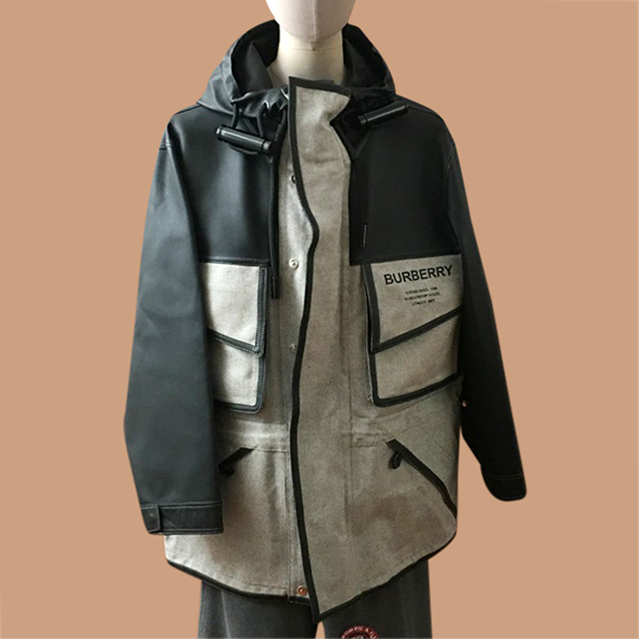 バーバリー メンズ ブラック レザーコート -  - bur04499x