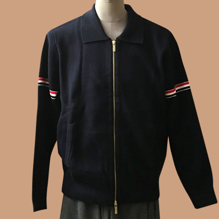 トムブラウン メンズ Vネック ブラック カーディガン - 