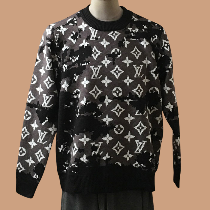 ルイヴィトン メンズ ブラック クルーネック ニット -  