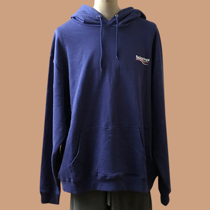 バレンシアガ ユニセックス カジュアル ブルー フーディーTシャツ -  