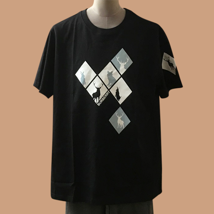 プラダ メンズ クルーネック ブラック 半袖Tシャツ - Short sleeved 