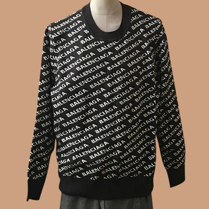 バレンシアガ メンズ ブラック クルーネック ニット -  Knits - bal01743x