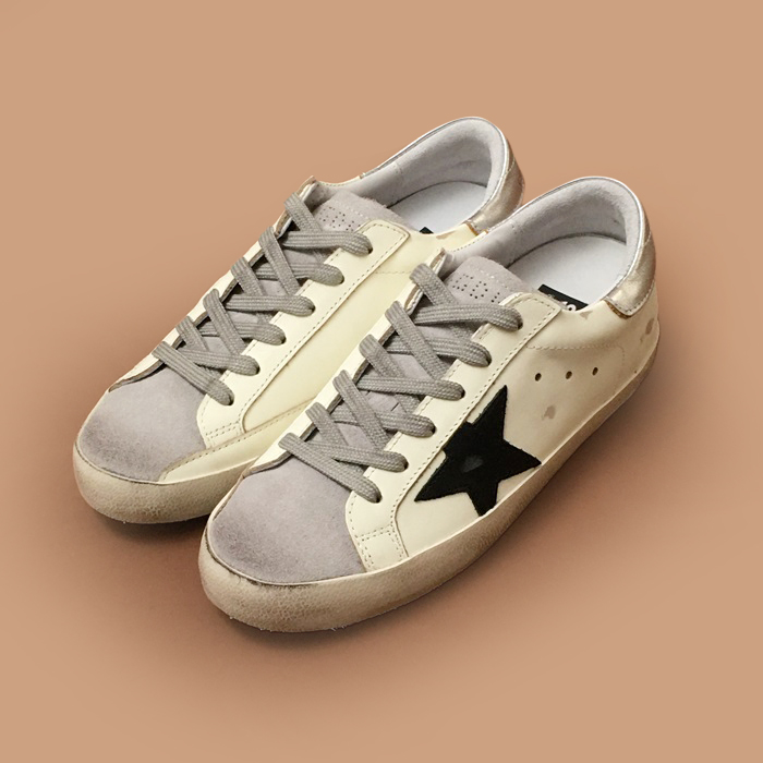 2019ゴールデングースレディースレザースニーカー,GGDBS0008.Size .ホワイト+ブラック