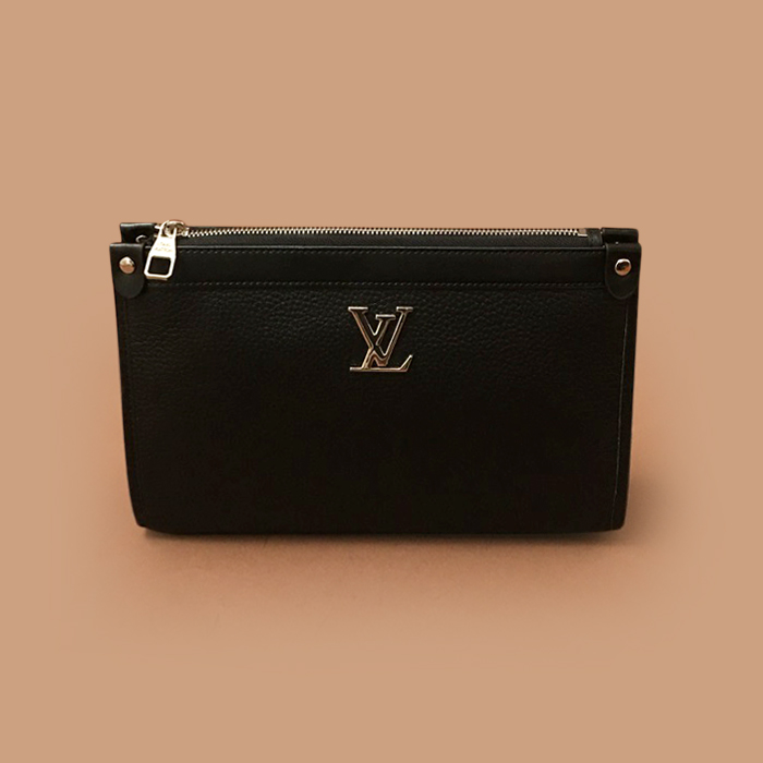  29cm,LOUB2425 - ルイヴィトンメンズレザークラッチバッグ,29cm,ブラック