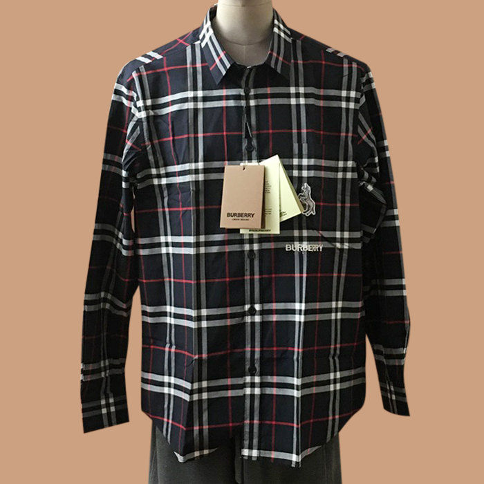 バーバリー メンズ クラシック ネイビー シャツ - 