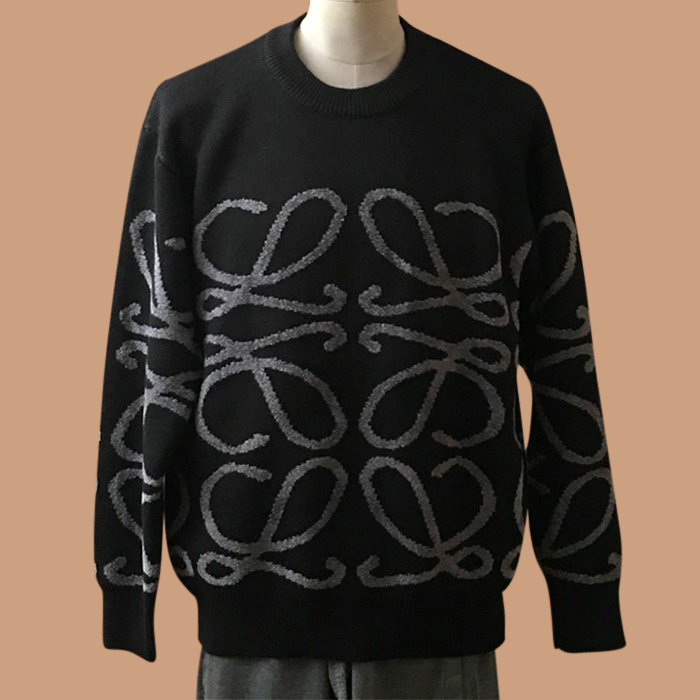 ロエベ メンズ ブラック クルーネック セーター -  - loe0653x