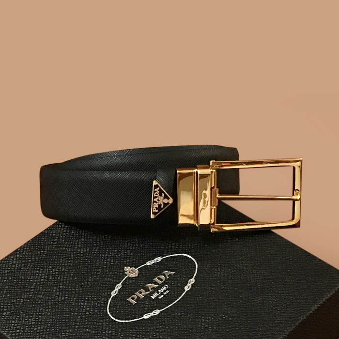 2019  - プラダユニセックスレザーベルト PRABT0005.ブラック