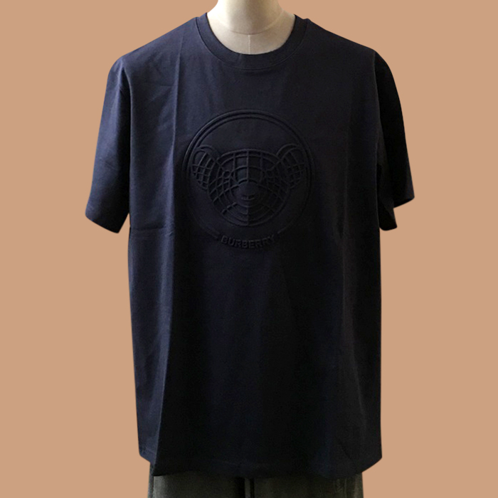 バーバリー メンズ ネイビー クルーネック 半袖Tシャツ -  - Bu64x