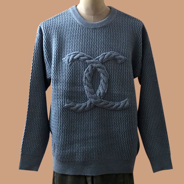 シャネルメンズ ブルー クルーネック ニット -  Knits - ch002x