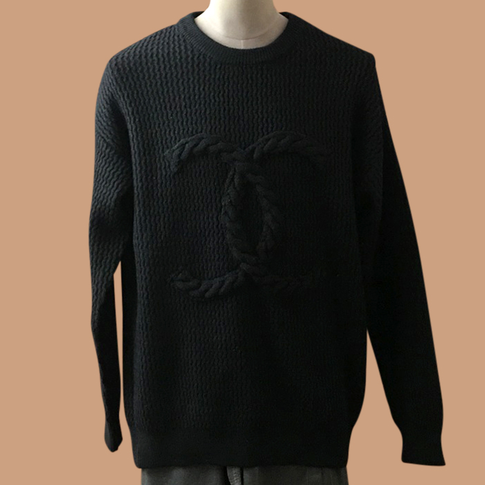 シャネルメンズ ブラック クルーネック ニット - Knits - ch003x