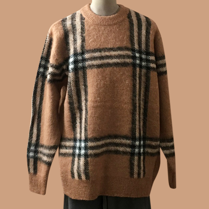 バーバリー メンズ クルーネック ベージュ ニット - Knits - bu34x