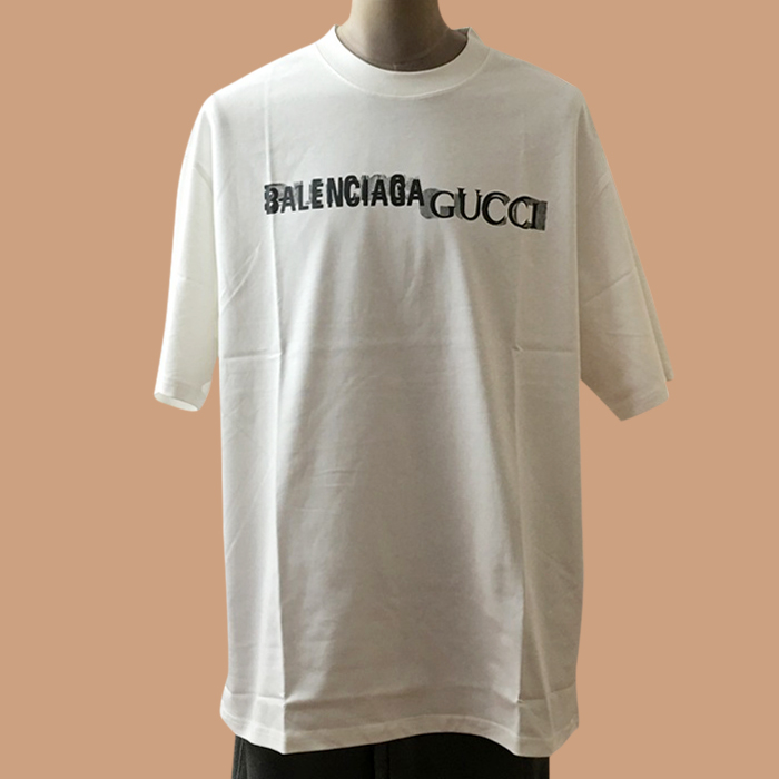 バレンシアガ メンズ ホワイト クルーネック 半袖Tシャツ -  White Short sleeved 