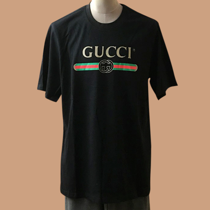 グッチ ユニセックス ブラック クルーネック 半袖Tシャツ -Short sleeved 