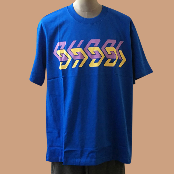 グッチ ユニセックス ネイビー クルーネック 半袖Tシャツ -Short sleeved 