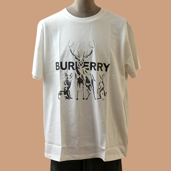 バーバリー ユニセックス ホワイト クルーネック 半袖Tシャツ - BurberryWhite 