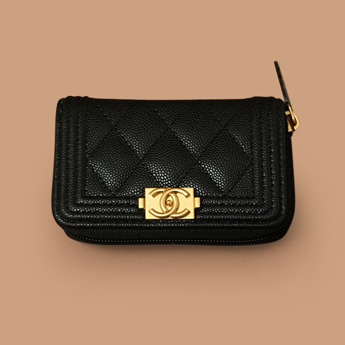  Card Purse,11cm, - シャネル2021 レディースレザーカードパース,11cm,ブラック