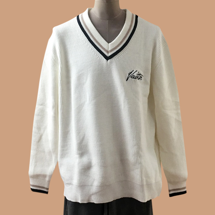 ルイヴィトン メンズ ホワイト Vネック ニット -  White  - lv180x