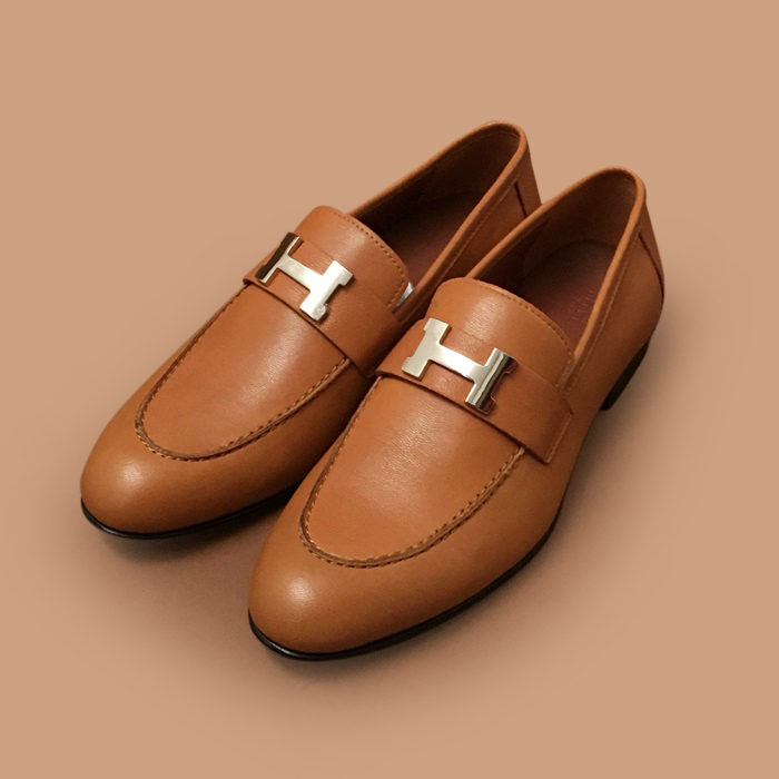 エルメス メンズ シグネチャー キャメルローファー -  Camel Loafer