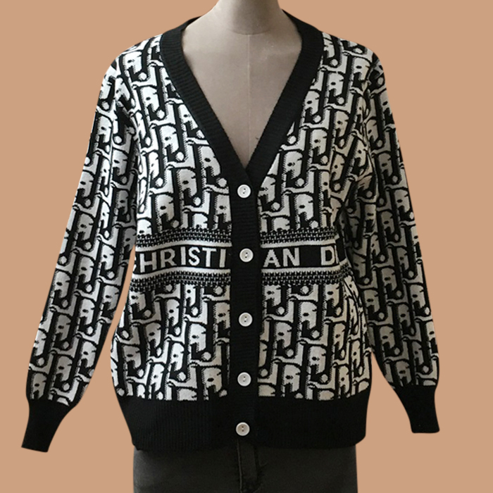    - ディオールメンズ レトロ LOGO ウール カーディガン(m - 2xl).ブラック