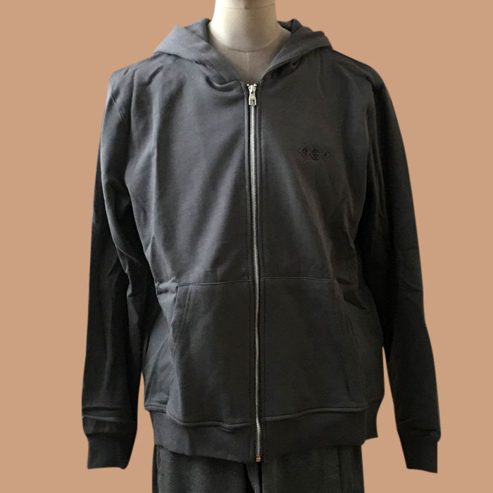 ルイヴィトン メンズ グレー ジップアップ フーディーTシャツ -  Gray  - lv147x