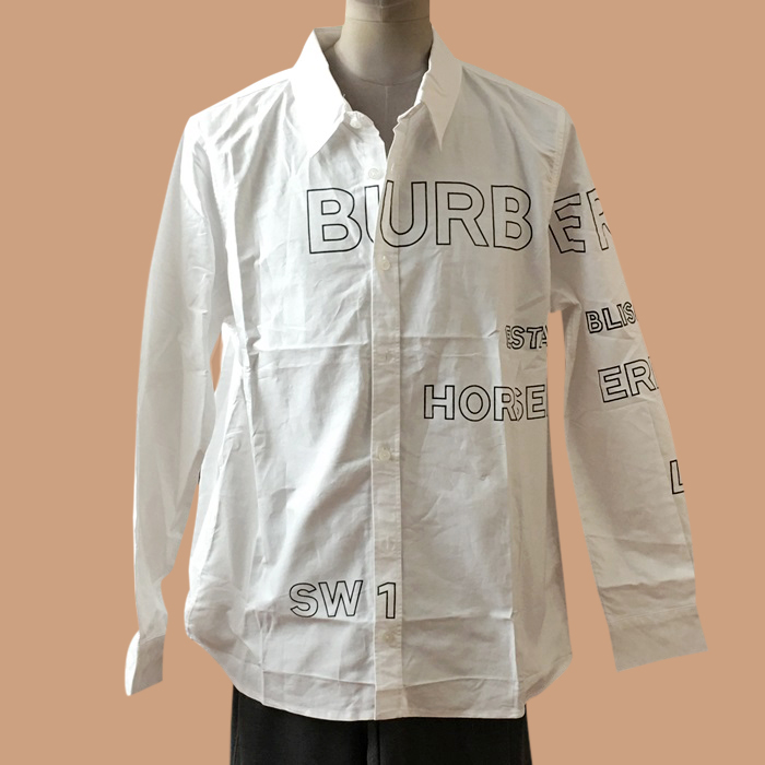 バーバリー メンズ クラシック ホワイト シャツ - White 